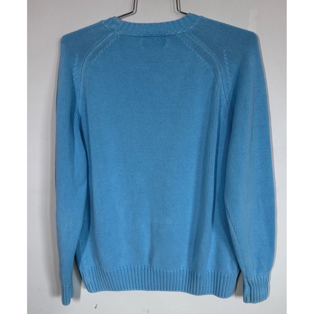 VTG LL Bean 100% Cotton Aqua Pullover Sweater Womens XL Coastalcore Preppy USA - Picture 4 of 10
